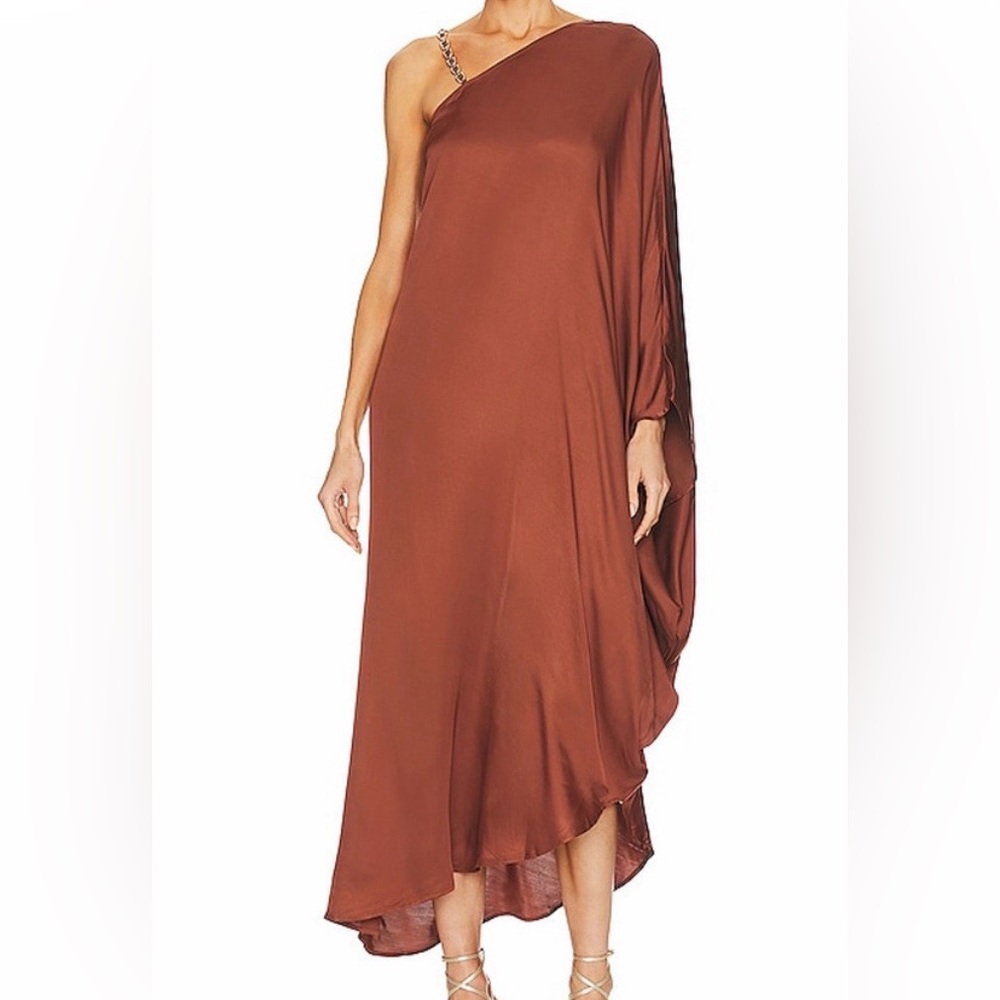 L’Agence One-Shoulder Dress, Asymmetrical, Elegant.  Gold chain should strap.